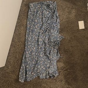 NWT Max Studio Blue Side Ruffle Faux Wrap Skirt Size XS